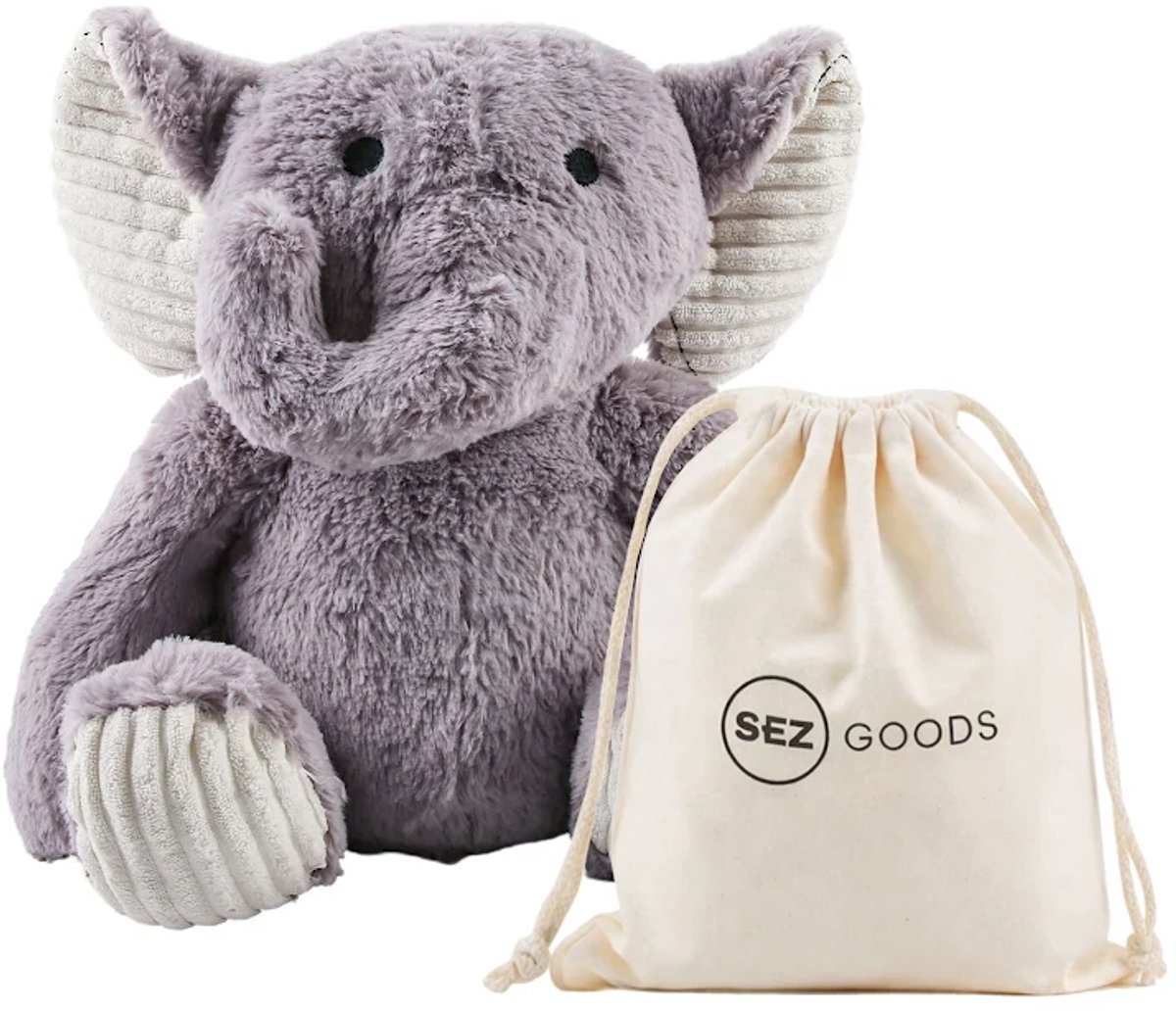 SEZGoods Verzwaringsknuffel Olifant - 1.8KG - Verzwaarde Knuffel - Weighted Stuffed Animal - Sensorisch Speelgoed - Zware Knuffel - Plushie