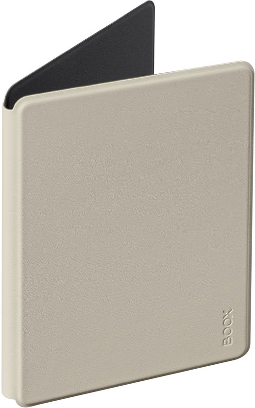 Beige Boox e-reader hoes geopend, met BOOX logo.