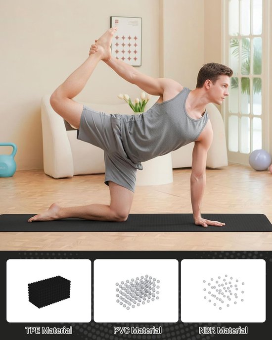Yogamat Fitnessmat - Trainingsmat Pilates - Thuis Sporten - Extra Dikke Demping - 6 mm Dikte - Zwart van Yogamat — afbeelding 5