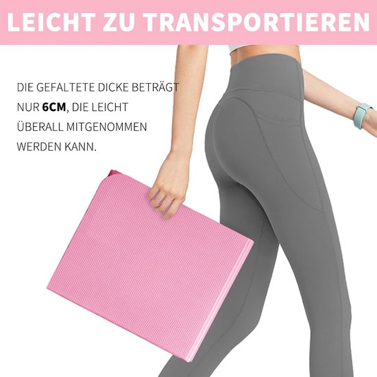 Opvouwbare Yogamat - Fitnessmat Pilates - Sport en Ontspanning - Dubbelzijdig Antislip - 183 x 61 cm - Roze — afbeelding 3