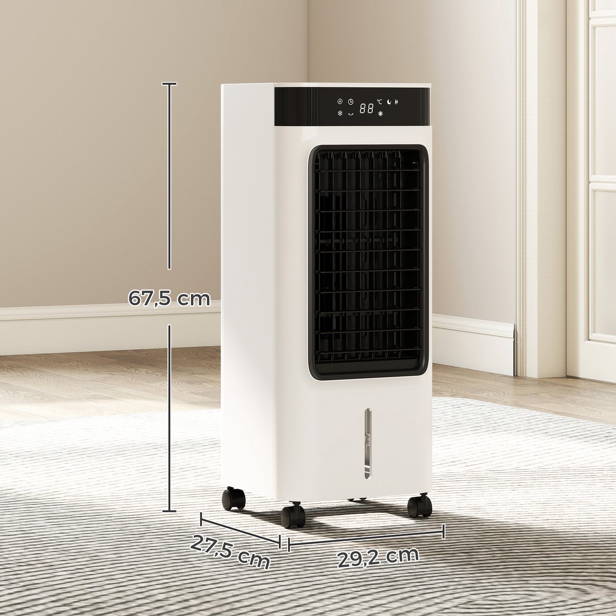 Mobiele Airco - Aircooler / Luchtkoeler - Draagbare Airconditioner - 3-in-1 Airco, Ventilator & Ontvochtiger - 7L Watertank - voor 20 m² - met Afstandsbediening & 24-uurs Timer - 50 dB - Inclusief Wieltjes - Wit thumbnail 7