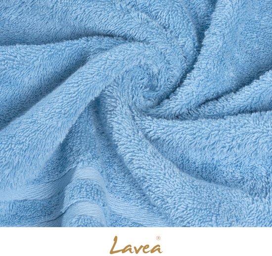 Lavea® Set van 4 Badmatten 50x80 cm Zacht en Absorberend – 100% Katoen, Wasbare Badkamermatten – Ideaal als Douche- of Badmat - Dolfijnblauw