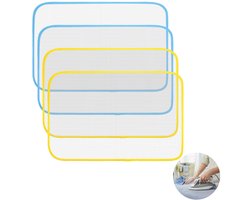 4 stuks - Strijkmat van gaas - Antislip strijkmat van polyester - Hittebestendige strijkmat van gaas - Stoffenbeschermer - Geschikt voor delicate kledingstukken, herbruikbare accessoires (blauw en geel,40 x 60 cm)