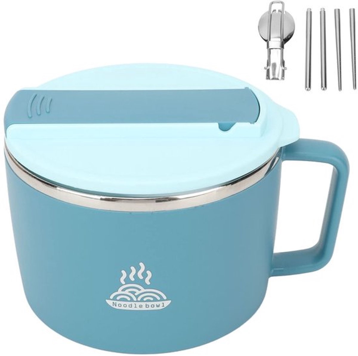 Dailygoody - Magnetron Noedelkom - Draagbare Soepkom - Blauw