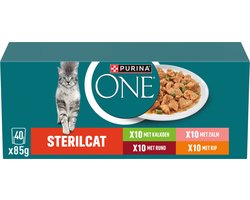 PURINA® ONE® Sterilcat - Kattenvoer Natvoer - Zalm, Kalkoen, Rund & Kip - 40 x 85 g