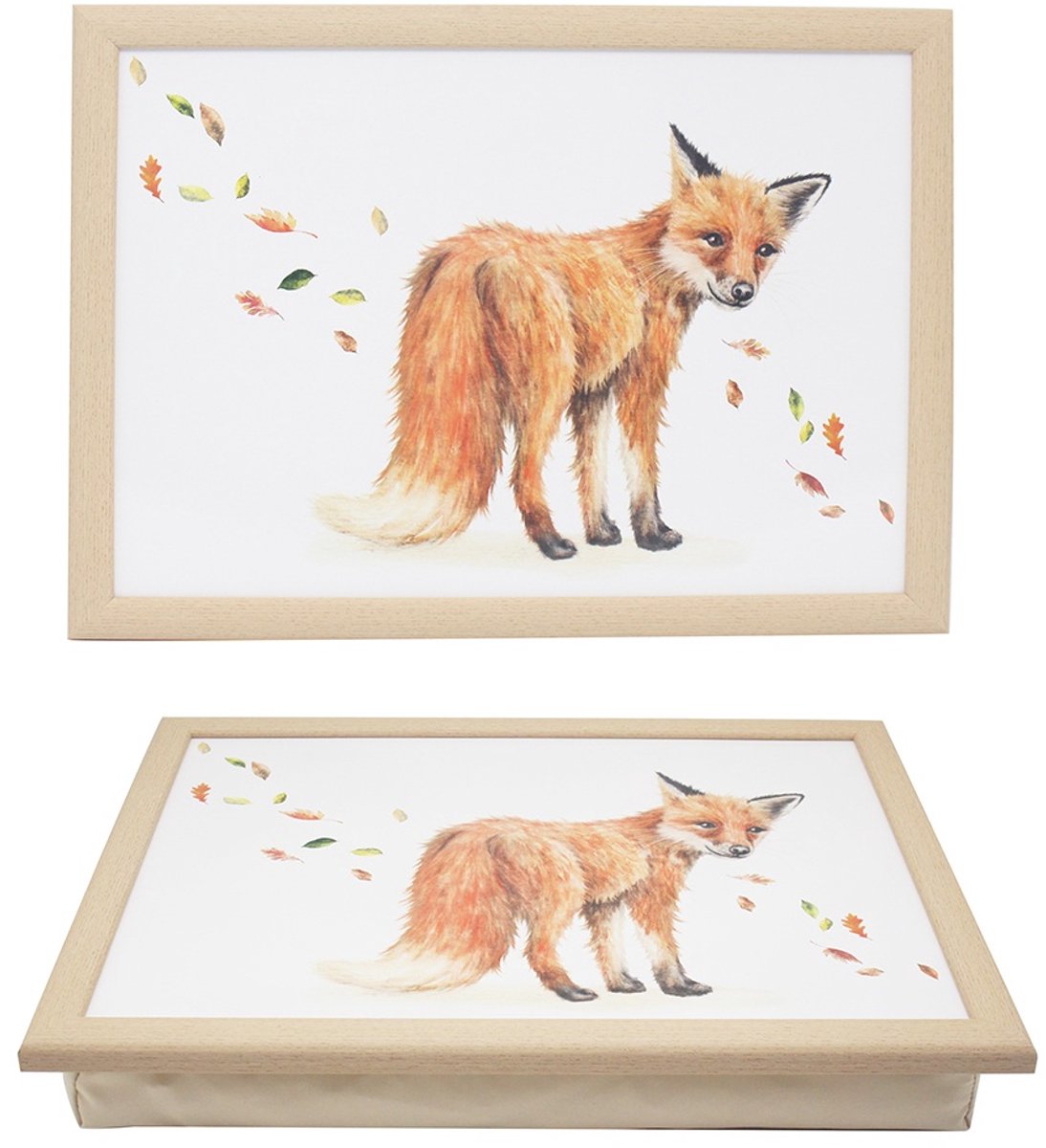 Cosy Creations Schootkussen – Laptray – Dienblad met kussen - Laptoptafel - Schoottafel rode vos 44 x 33 x 6 cm