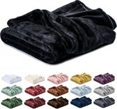 Lavea® Fleece Deken 220x240 cm – 2-persoons, Zacht – Warme Woondeken van Pluizige Microvezel voor Bank en Bed, Ademend en Wasbaar – Zwart