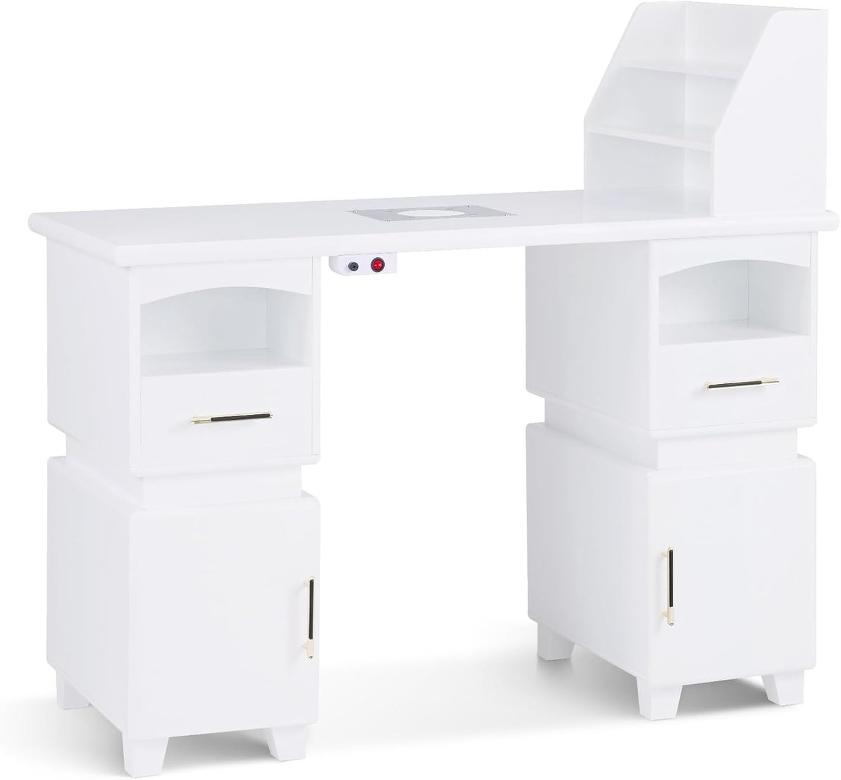 Manicure Tafel - Nageltafel Salon - Nagels Stylen - Geïntegreerde Stofzuiger - 120x55cm - Wit