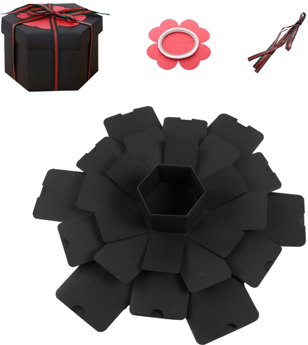 ZEYNOMAX- Geschenkdoos gepersonaliseerd - Explosieve geschenkdoos - Doe-het-zelf geschenkdoos - Zwarte geschenkdoos - 42 x 39,3 cm - Kartonmateriaal - Cadeauverpakking