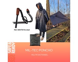 Mil-Tec Professionele Poncho - Incl. GRATIS Mil-Tec Vuurstarter - Firesteel - Outdoor - Kamperen- Survival