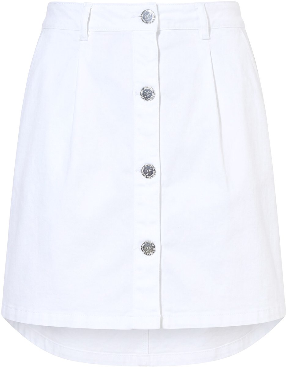 MIAMODA - Dames - Jeans midi-rok A-lijn knoopsluiting - Sneeuwwit - Maat 42