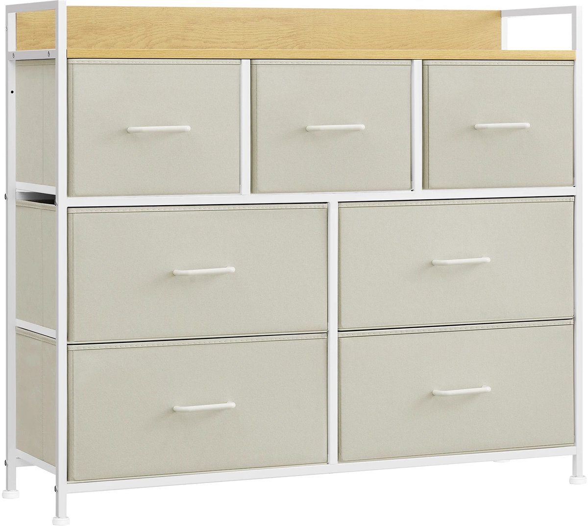 Noventra ladekast-opbergkast-commode-slaapkamer kast-kast-28,5x98x85 cm- houtspaanplaat-metaal-stof-7 lades-wit
