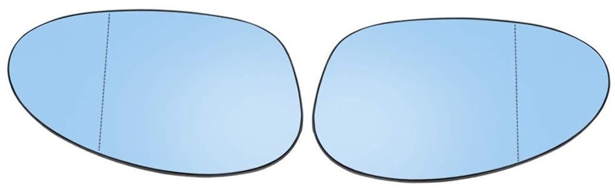 JHUBERS- Zijspiegelglas Verwarmd - Blauw Getint - Inclusief Steunplaat - 1 Paar - Montage voor B-MW - Afmetingen 18 x 10 cm - Spiegelglas