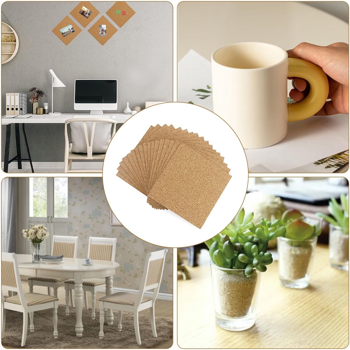 VLEMICO- Kurkbladen 17 Stuks - Zelfklevend - Vierkant 10 x 10 cm - 1 mm Dik - Tafel/Wanddecoratie - Natuurlijke Kurk - Kurkplaten