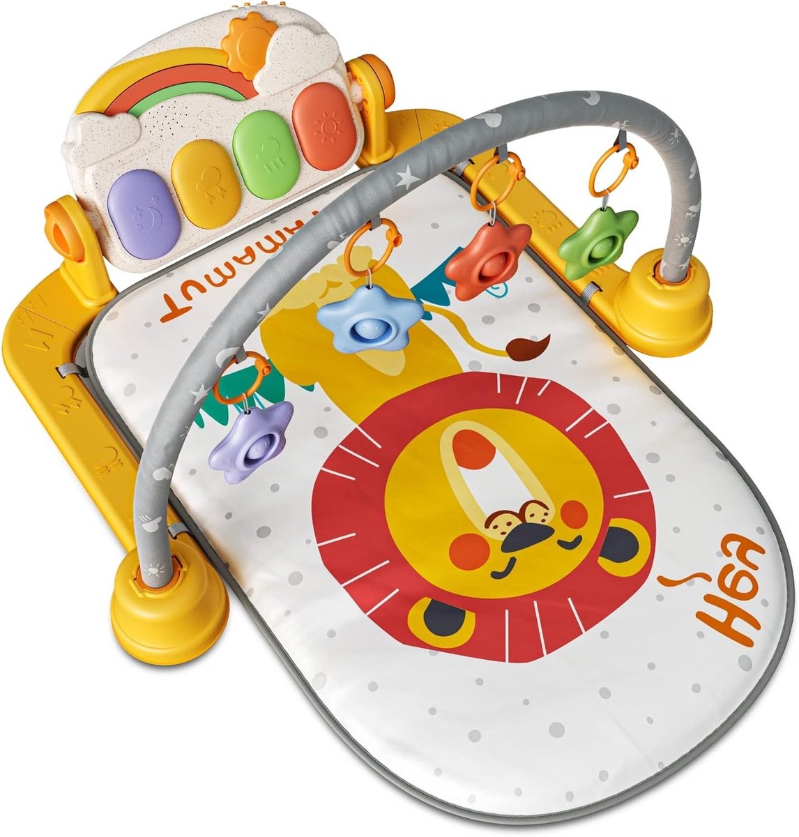 Activiteiten Gymmat voor Baby met Muziek en Licht, Geschikt voor Pasgeborenen, Inclusief 4 Rammelaars en Speelboog, Perfecte Cadeau voor Baby's van 0 Maanden en Ouders