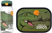 Mepal Ensemble repas (gourde avec bouchon à bascule & boîte à lunch) Campus - 600 + 750 ml - Boîte à sandwich et gourde pour enfants - Boîte bento - Gourde avec bouchon à bascule - Dinosaure