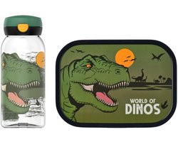 Mepal Lunchset (drinkfles met flipdop & lunchbox) Campus - 600 + 750 ml - Broodtrommel en Drinkbeker voor kinderen - Bento box - Drinkfles met flipdop - Dino