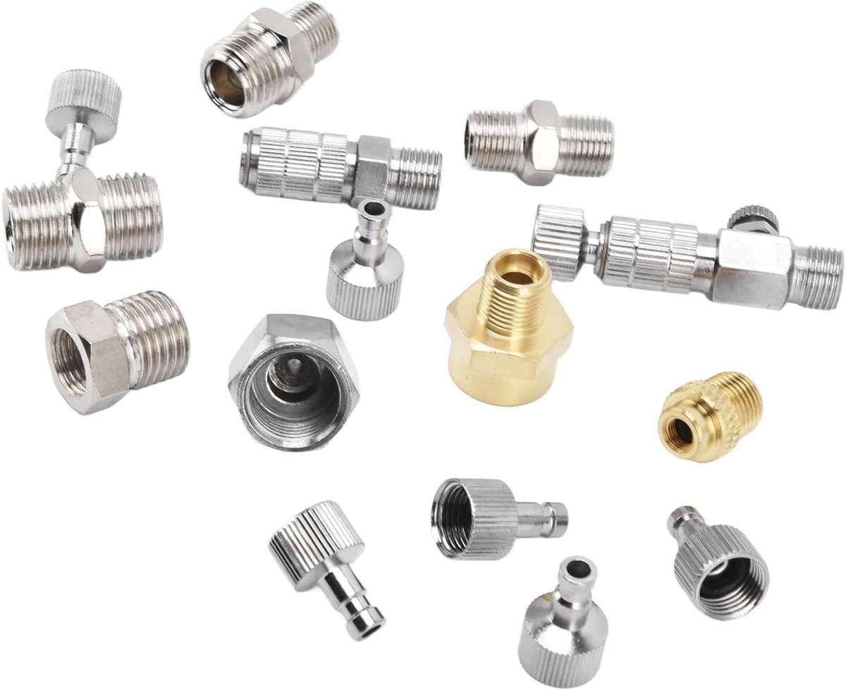 15-delige spuitpistool adapter kit - Universele connectors en fittingen voor verfspuitmachines - Duurzaam en eenvoudig in gebruik - Ideaal voor verfprojecten en klussen