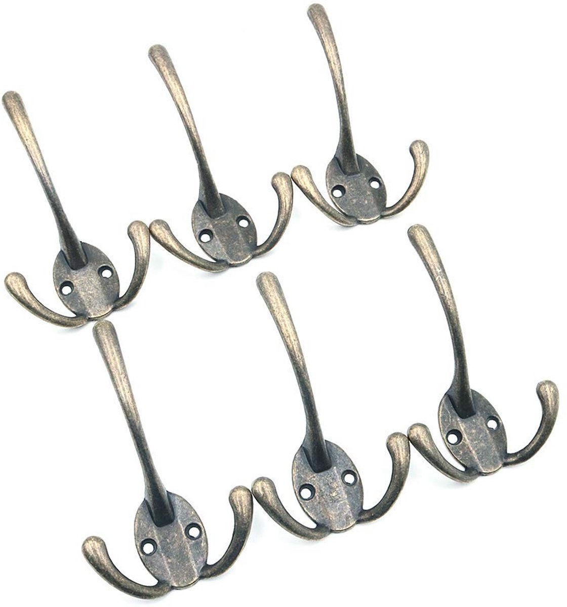 Dailygoods- Haken Heavy Duty - Wandmontage - Retro Drie Haken - Utility Haken - Voor Sjaal