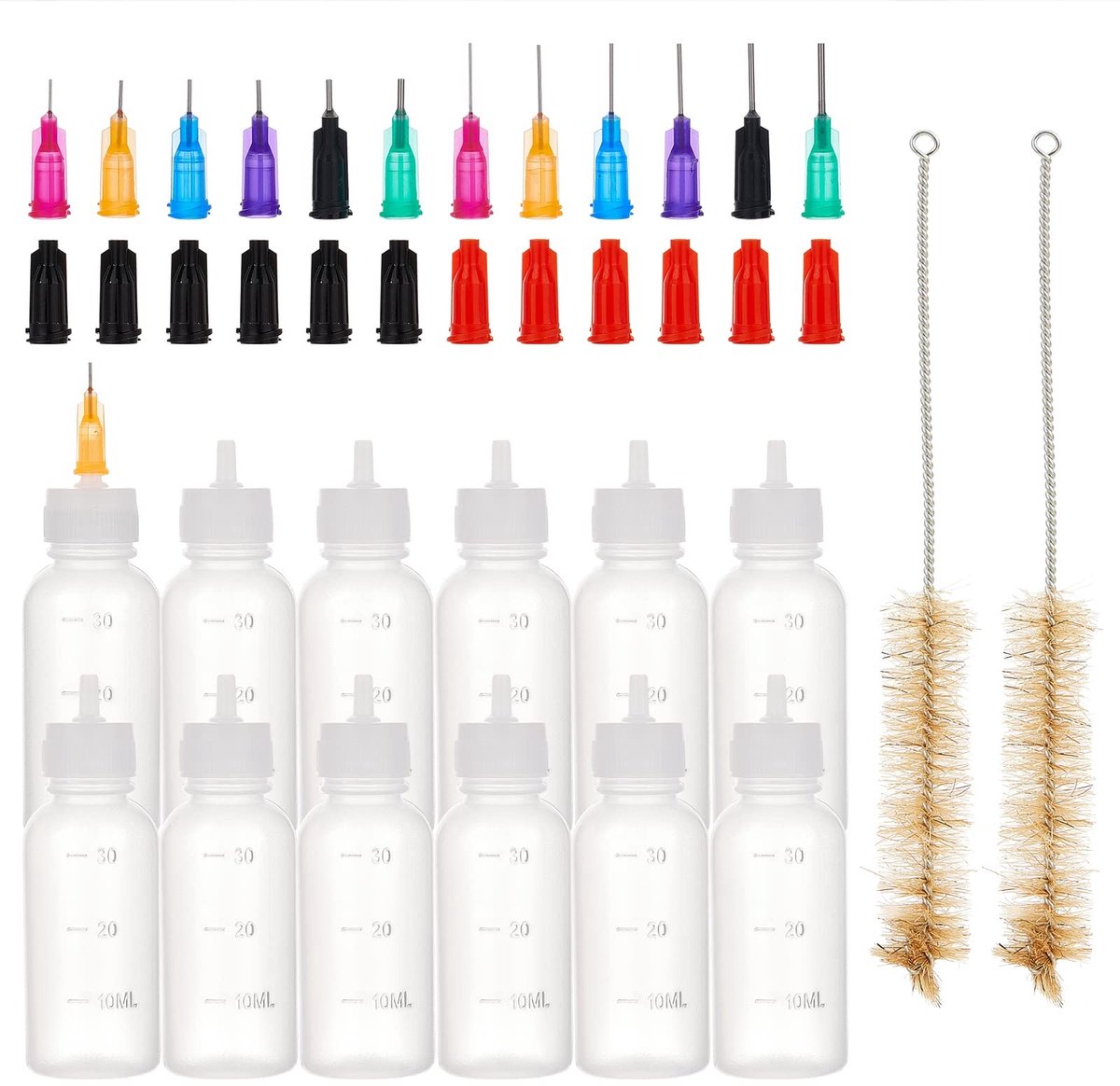 Dailygoods- Knutselflessen 12 Stuks - Multifunctionele Lijmapplicator - Lege Plastic Flessen - 30 ml - 24 Bits - Ideaal voor Nauwkeurig Werk - Lijmfles