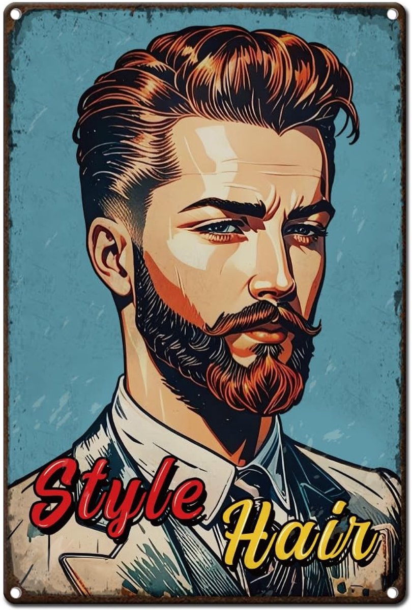 Dailygoods- Metalen Plaatbord Retro 20 x 30 cm - Wanddecoratie Salon - Kapperscadeau - Barbershop Decoratie - Gepersonaliseerd - Vintage Stijl