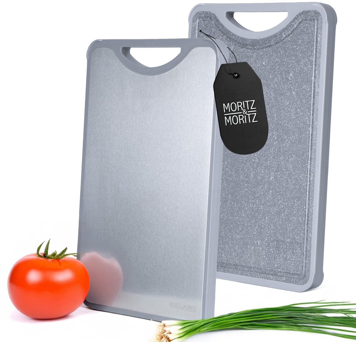 Dailygoods- Snijplank Dubbelzijdig - Roestvrij Staal/Kunststof - Antislip Rand - Hygiënisch - Vaatwasmachinebestendig - BPA-vrij - Keukenplank