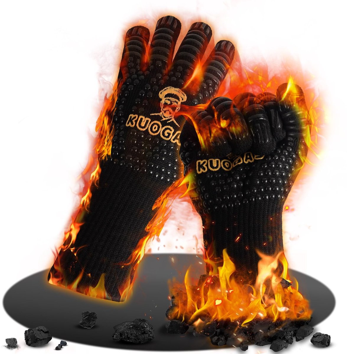 Dailygoods- Ovenhandschoenen Hittebestendig tot 800 °C - Vuurvaste BBQ-handschoenen - Kookhandschoenen - Hittebestendige Ovenwanten - 2 Stuks - Veilig en comfortabel in gebruik - Grillhandschoenen