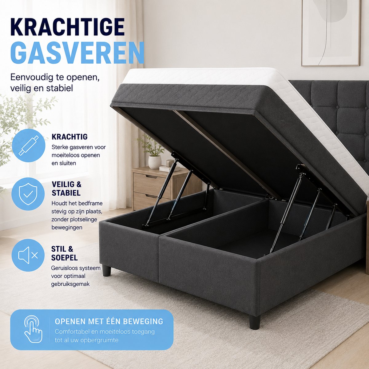 Maan matras 180x200 met opbergruimte en topper thumbnail 3