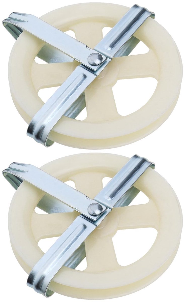 Dailygoods- Waslijn Katrol 15,5 cm - 2x Waslijn Uittrekbaar - Duurzaam Impactplastic - Ondersteuning voor Touw tot 3/8" - Eenvoudig te Installeren - Wit