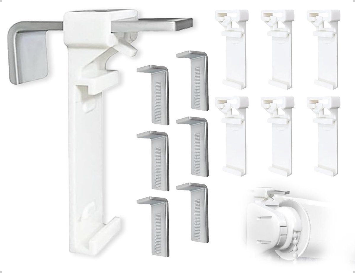Dailygoods - 6 Stuks Klemhouders voor Rolgordijn - Bevestiging zonder Boren