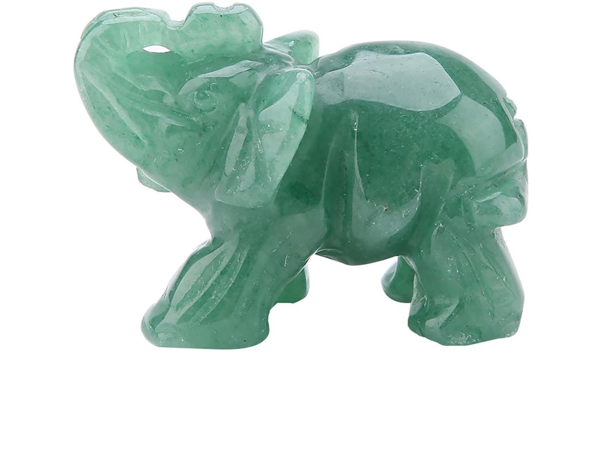 Dailygoods- Jade Beeldje Handgesneden - Olifant Beeldje - Decoratie - Geluksornament - 2 cm - Groen