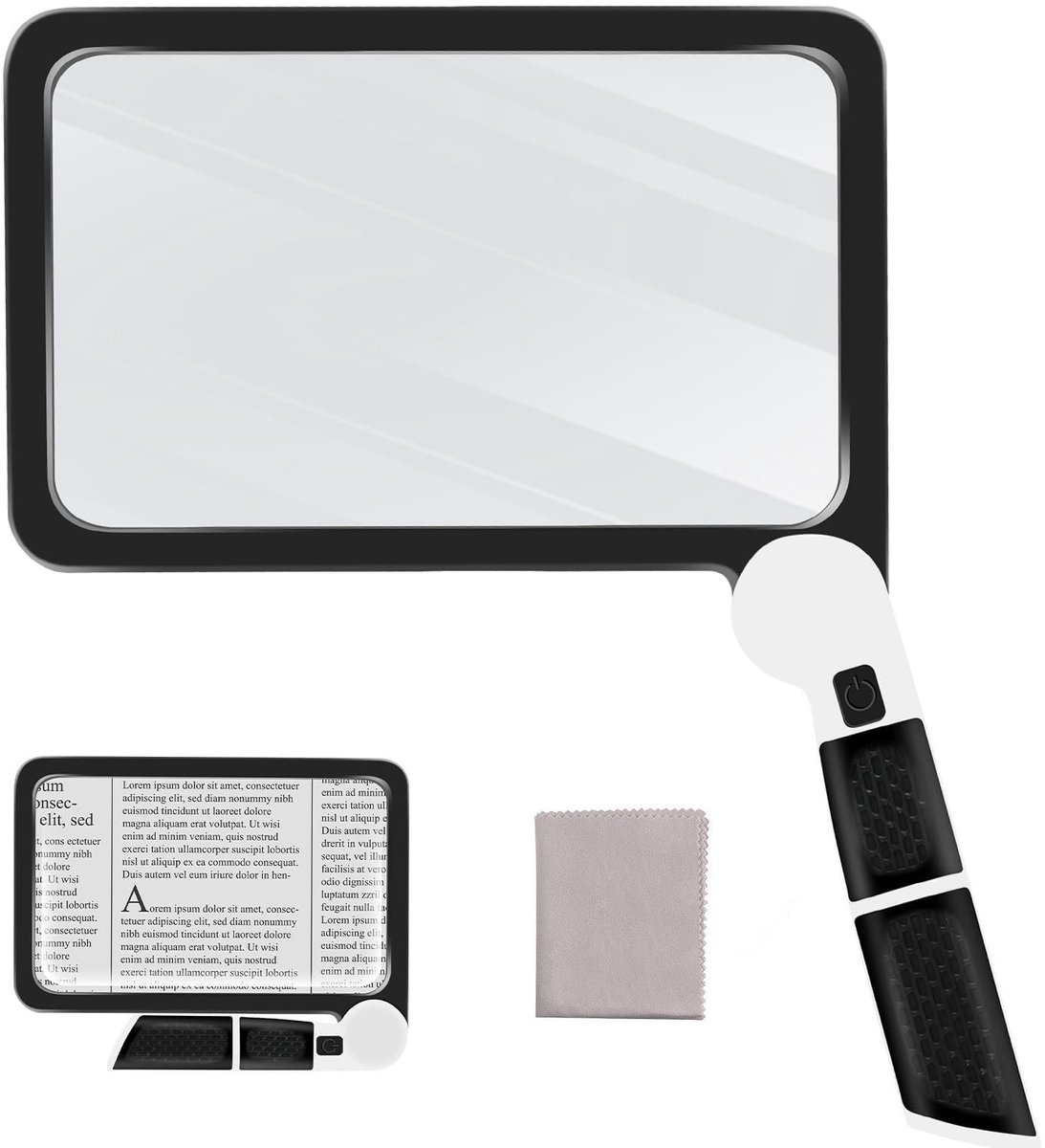 Dailygoods - Opvouwbaar leesvergrootglas - Vergroting 5x - Met LED verlichting - Ideaal voor senioren - Geschikt voor lezen van boeken en kranten - Re...
