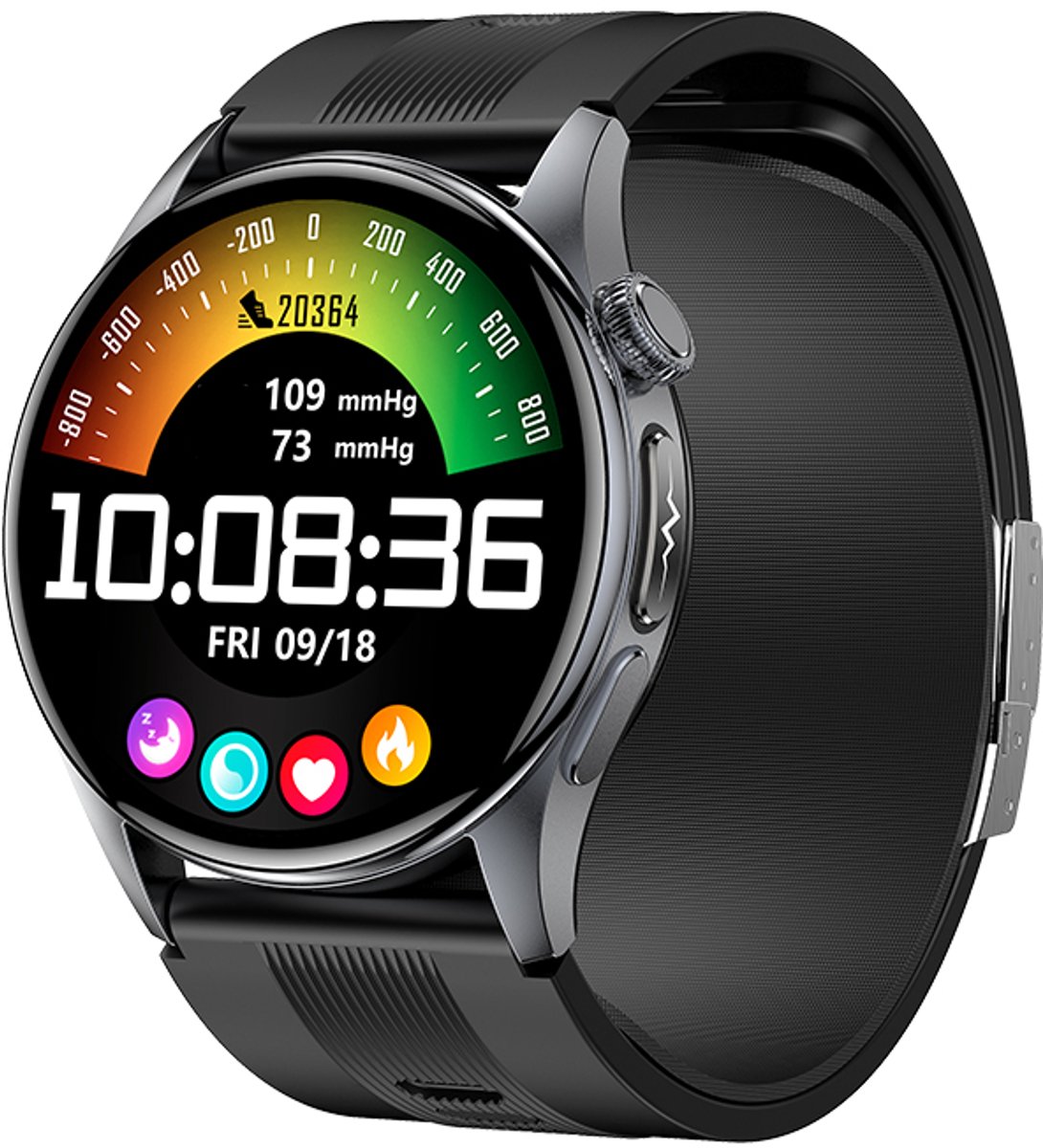 WizBay Premium Select® Smartwatch 1.43 inch AMOLED – Bloeddruk met Luchtpomp - Glucosemeting - ECG EDA Stressmeting Hartslag - Zwart SpO2 Slaapmonitoring – AI Voice - Bluetooth Bellen – Sportmodi – iOS & Android