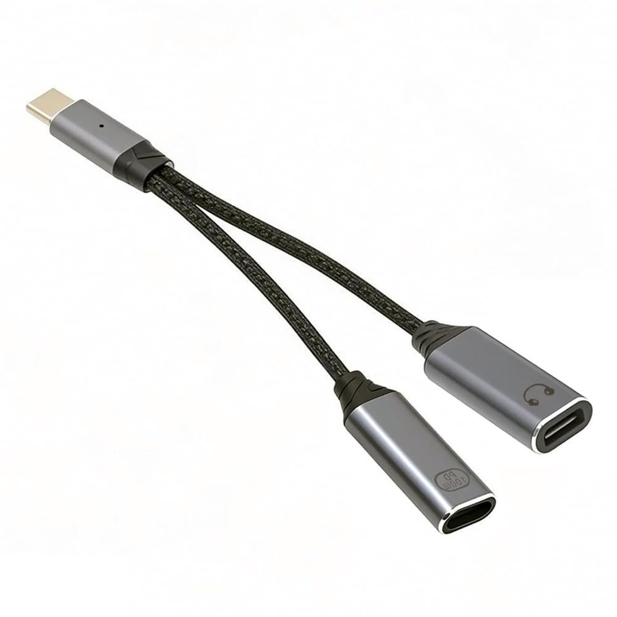 USB-C naar 100W PD Power Kabel met 8P Vrouwelijke Audio DAC AUX voor Laptop, Tablet en Telefoon - 16bit 48kHz Geluidskwaliteit