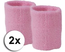 Lichtroze pols zweetbandjes 2 stuks