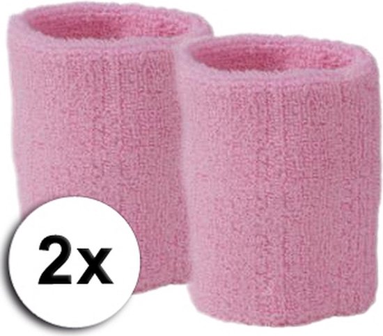 Lichtroze pols zweetbandjes 2 stuks