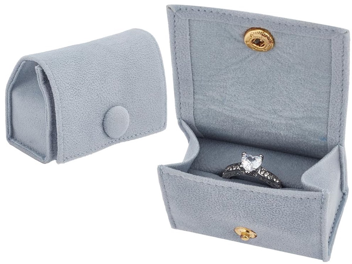 Dailygoods- Ring Pouch Zilver - 2 Stuks - Microfiber - Draagbare Opbergzakken - Drukknop - Compacte Afmetingen 6,05 x 3 cm - Sieradenzakje
