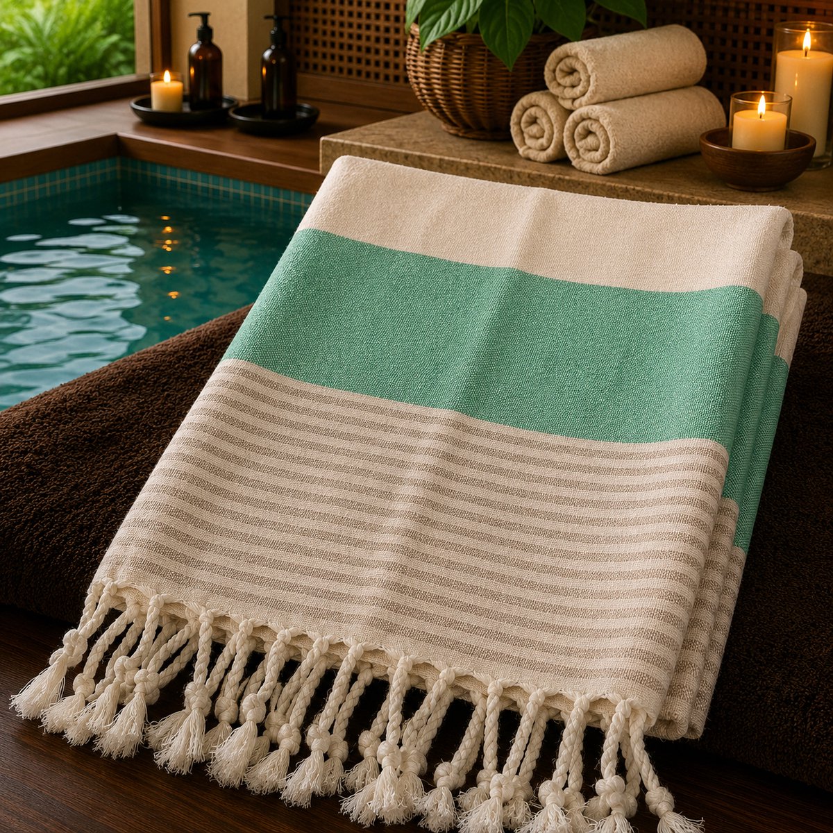 100% Katoenen Colorloop Hamamdoek – Turkse Handdoek & Strandlaken – Voor Sauna, Spa en Wellness
