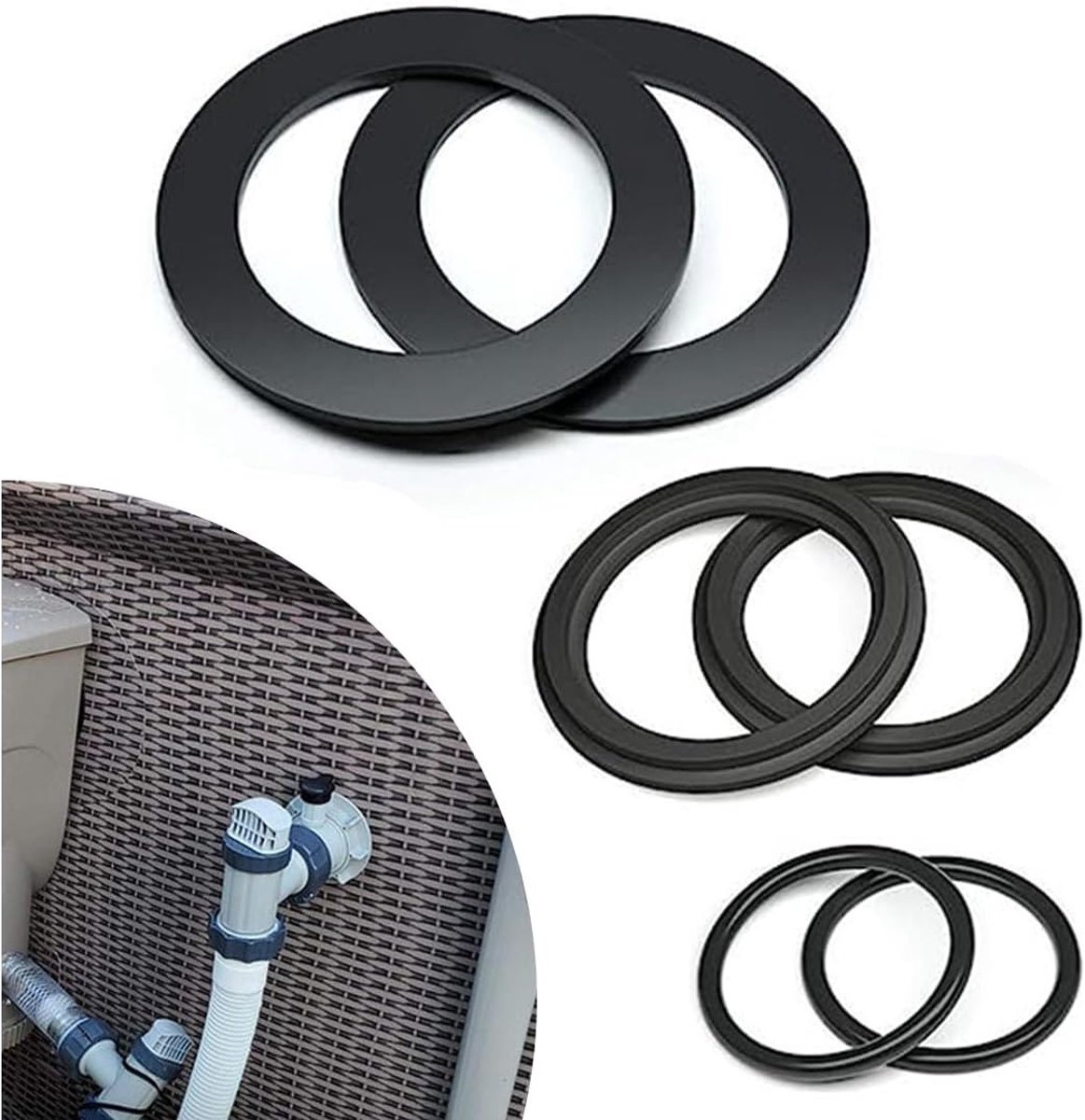Pool O-Ringen voor Intex - Rubber Sealing Rings, Set van 6 Stuks, Vervangende Onderdelen voor Zwembadaccessoires, Waterdichte O-Ringen voor Optimale Afsluiting