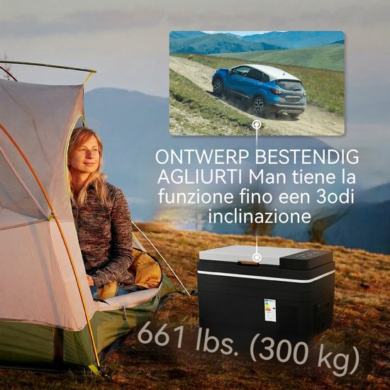Compressor Koelbox 30L-Autokoelkast-App Bediening-Snel Koelen-Draagbaar 12V/24V En 100-240V - Auto Camper Camping - 62,3x37,8x37 cm-Zwart — afbeelding 2