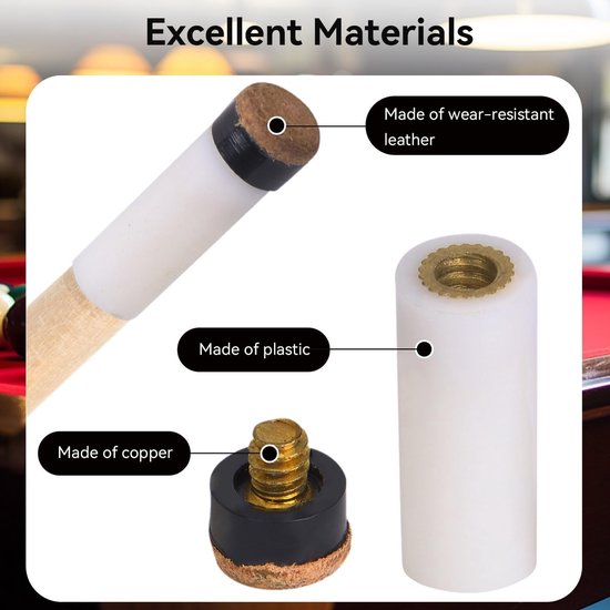 SMOAKEZ- Biljartkeu Tips 10 Stuks - Vervangtips - Slijtvast Leer - Snooker/Biljart Accessoires - Duurzaam - Eenvoudige Montage van smoakez — afbeelding 3