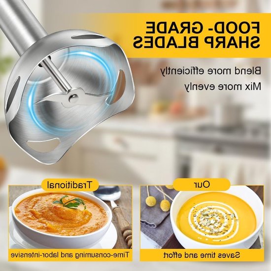 Krachtige 400 W Staafmixer van RVS voor het Maken van Babyvoeding, Soepen, Sauzen en Salades — afbeelding 5