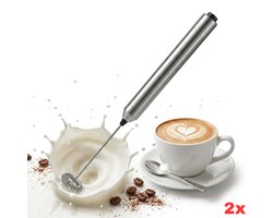 Solid Gadgets Elektrische Melkopschuimer Set - 2 Stuks - RVS Melkopklopper voor Cappuccino, Latte, Matcha & Koffie