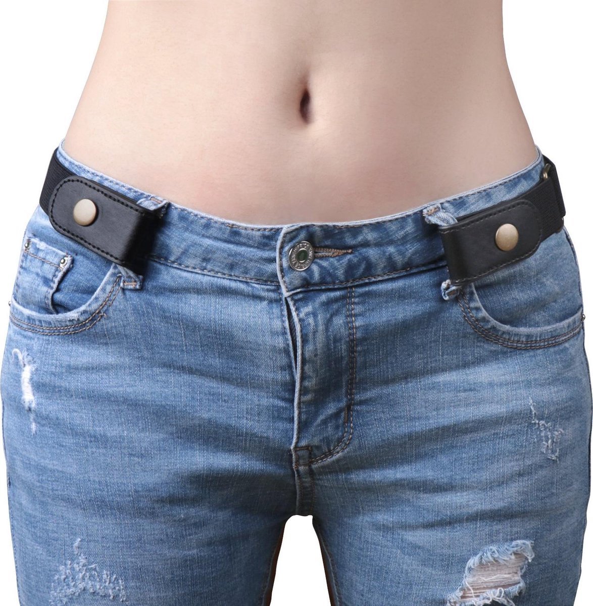 Okado Elastische Broekriem Zonder Gesp Zwart 90 cm – Gespvrije Stretch Riem Dames – Verstelbaar XXS t/m XXXL