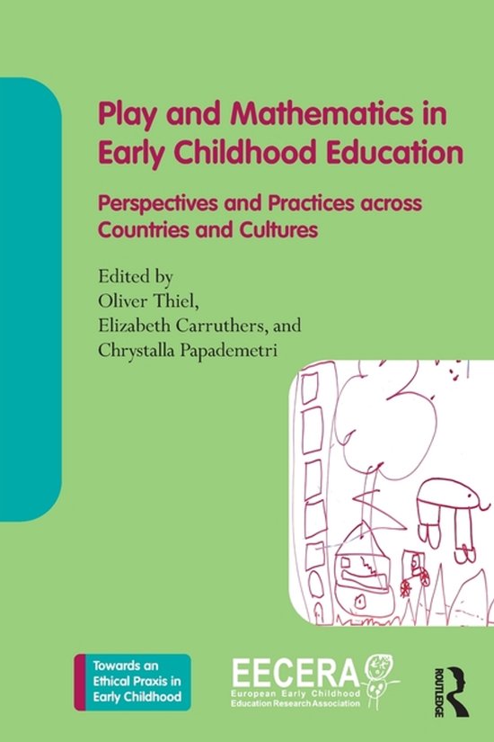 Couverture de livre : Play and Mathematics in Early Childhood Education avec un dessin d'enfant sur fond vert clair.
