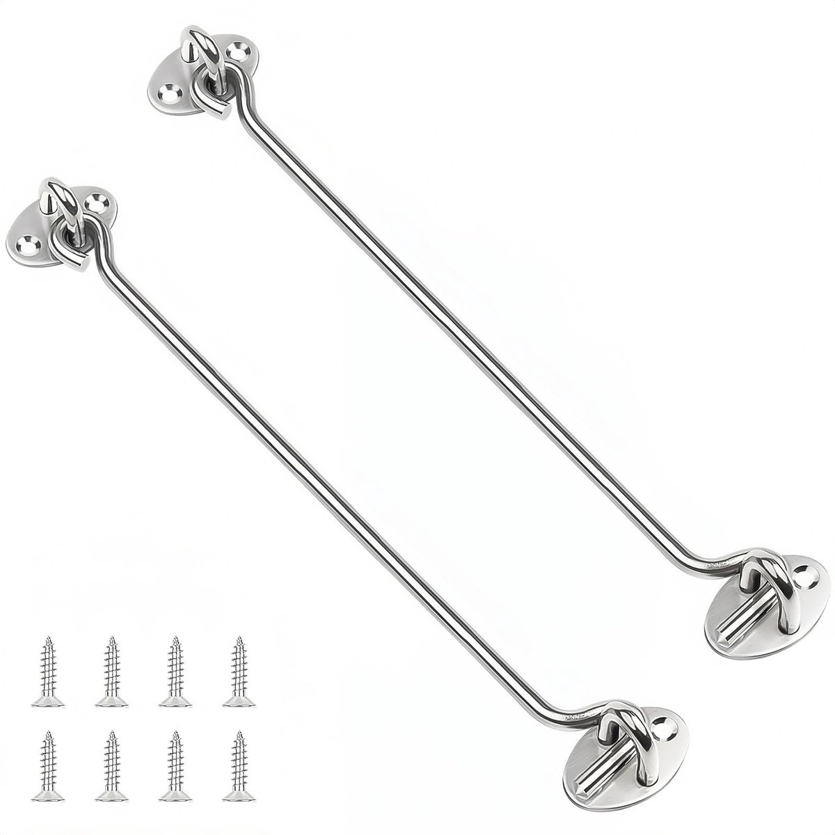 Dailygoods - Set van 2 Roestvrijstalen Stormhaken met Oogje 35,5 cm