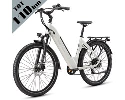 TTGO C5 Elektrische Fiets - 648Wh Accu - Actieradius tot 110 km - 48V 250W Motor -Hydraulische Schijfremmen - 27,5 × 2,4Inch Banden-Shimano 7 Versnellingen - Aluminium Frame - LCD Display - Elektrische Stadsfiets - Max. Belasting 125 kg - Parelwit