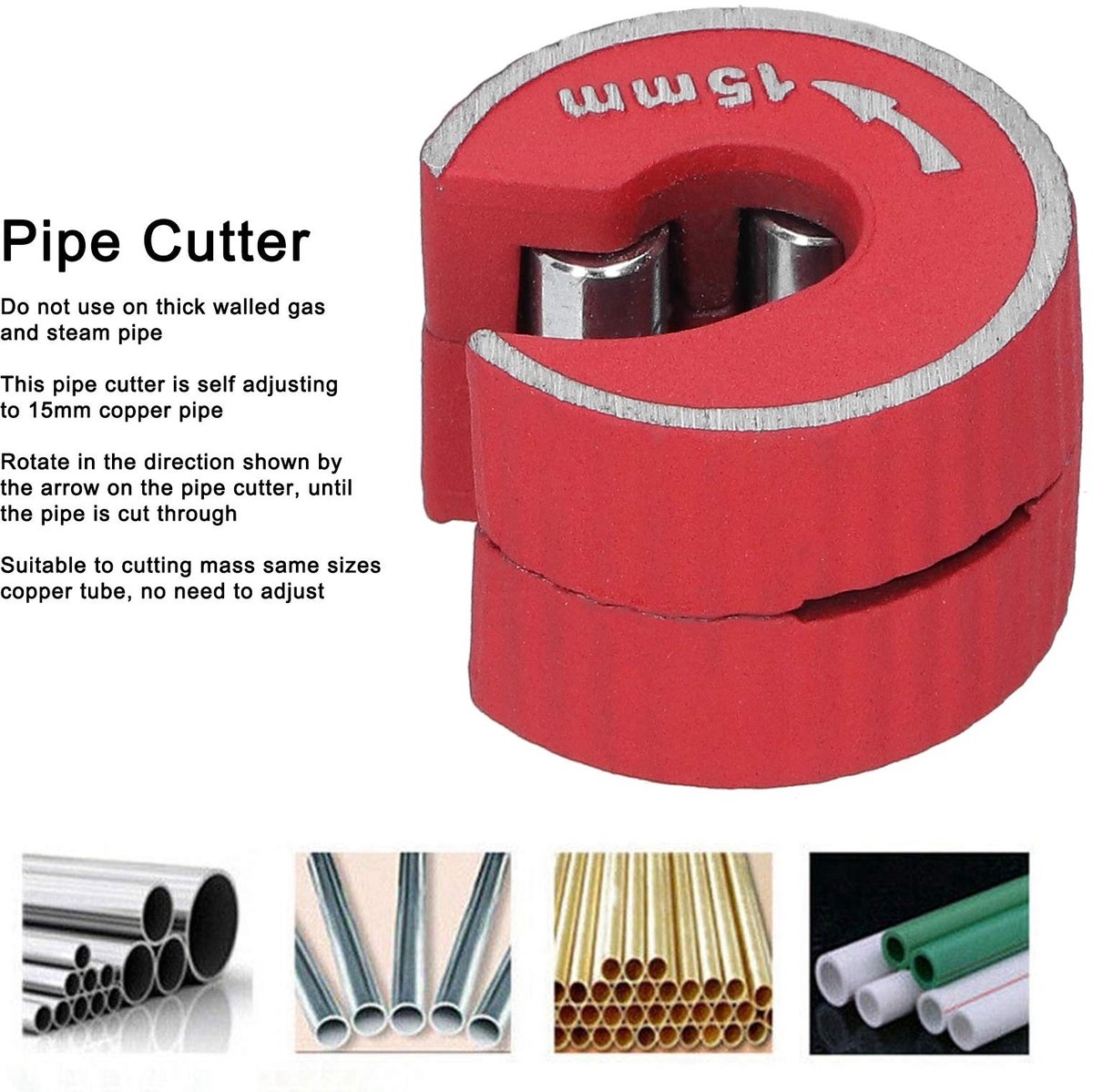 Dailygoods- Pijpsnijder 15 mm - Antislipfunctie - Zinklegering - Koperen/Aluminium Buizensnijder - Snijgereedschap - Comfortabel in gebruik thumbnail 3
