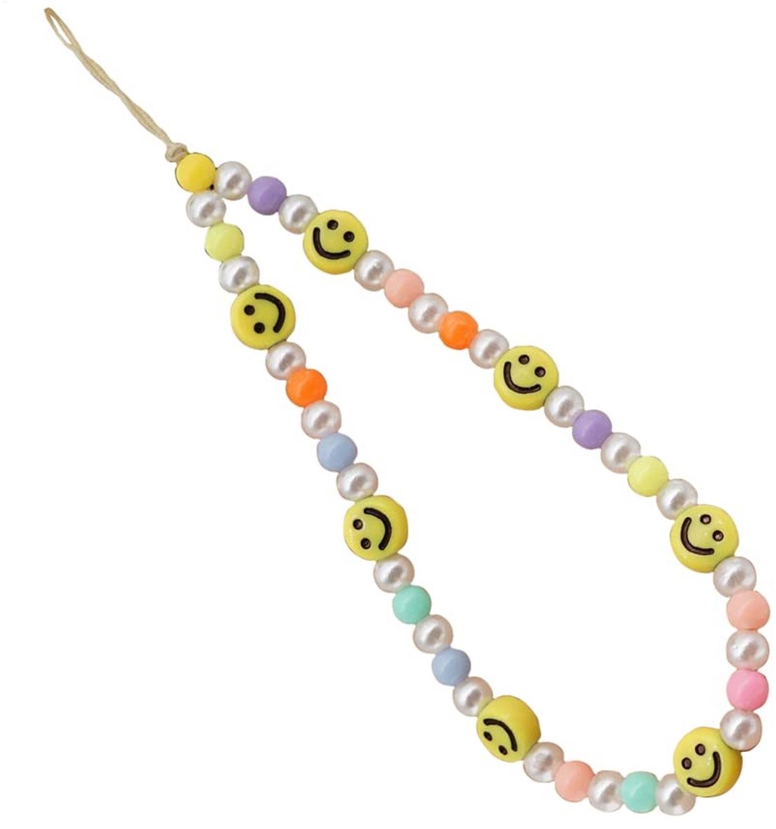 Dailygoods- Telefoonketting kleurrijk - Telefoonhanger - Smartphone-ketting - Mobiele Telefoon Koord - Acryl/Parels - 25-28 cm + 5 cm lanyard