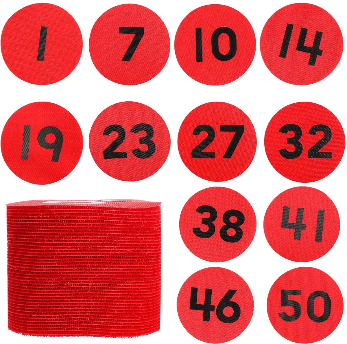 Dailygoods- Tapijt Markers 50 Stuks - Ronde Vloer Markeringen - Genummerd 1-50 - Diameter 10 cm - Nylon Materiaal - Duurzaam en Stevig